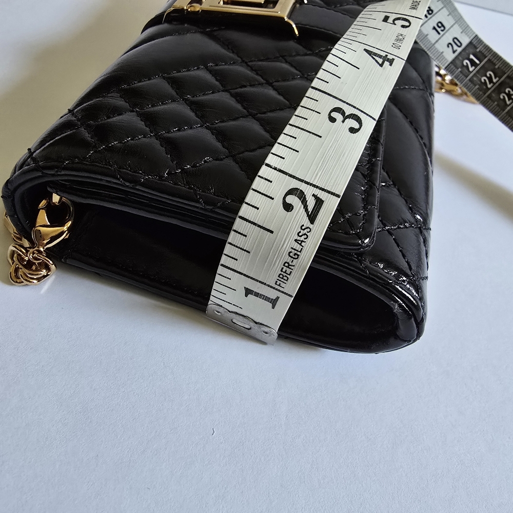 Versace Greca Goddess Mini Quilted Patent Leather Crossbody / Clutch Black - Picture 12 of 13